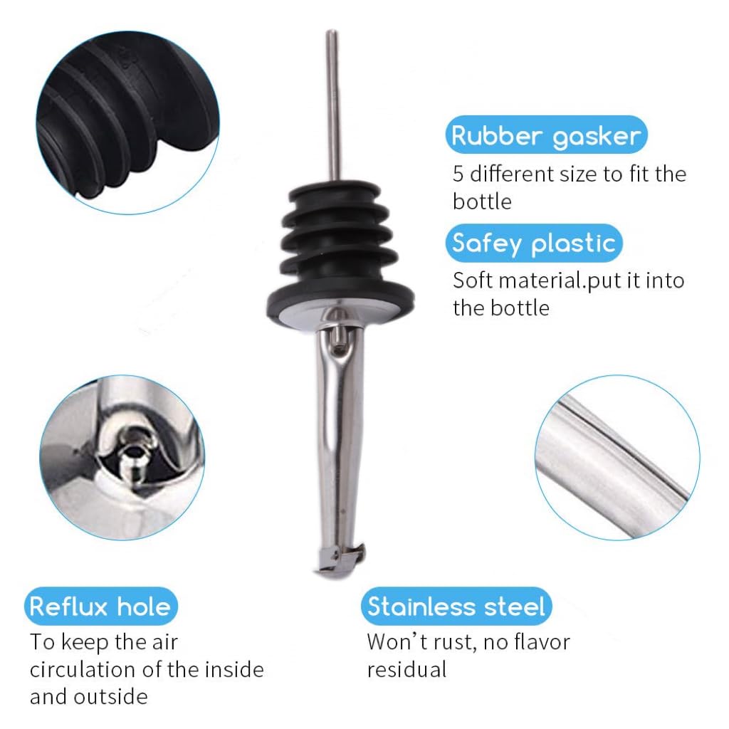 Legerm Pour Spouts For Olive Oil Bottles Flip Top Speed Pourers Oil Dispenser Spout Set Of 7 With Funnel